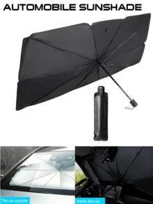 汽車遮陽傘，高效防紫外線，可折疊汽車擋風玻璃遮陽傘，適用於大多數車型，易於收納，隔熱，汽車配件 - A - 查看 3