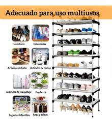 5/6/8 Tier Shoe Rack Organizer, Stainless Steel Rack - Simple And Easy To Assemble Shoe Organizer - Clothes Organizer Furniture With Straps - Shoe Rack With Clothes And Hat Racks - The Ultimate Solution For Clothes And Shoe Organization - Black - View 4