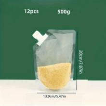12pcs Sealed Storage Bags For Grains And Cereals, Large-Diameter Soy Milk Suction Nozzle Bags, And Portioning Bags - 12pcs - View 13