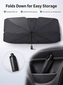 Minimalist, Portable Car Windshield Sunshade Umbrella; Features A Reflective Titanium-Silver Coating And A Foldable, Easy-To-Store Umbrella Design; Provides Sun Protection, Heat Insulation, And Interior Protection. - Multicolor - View 5