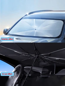 汽車遮陽傘，高效防紫外線，可折疊汽車擋風玻璃遮陽傘，適用於大多數車型，易於收納，隔熱，汽車配件 - A - 查看 4