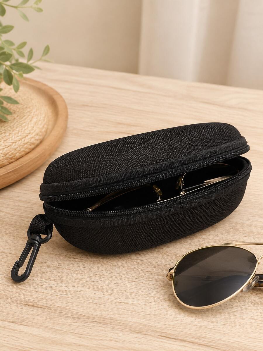 EVA Fashion Eyeglass Case With Zipper And Hook, Portable Hard Shell Glasses Storage Bag, Suitable For Travel, Backpack And Daily Use