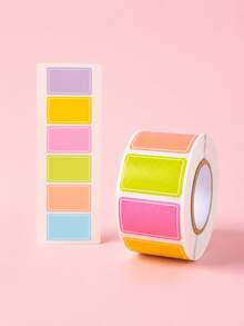 500 pièces Rouleau d'étiquettes vierges auto-adhésives de couleur macaron, étiquettes de classification inscriptibles pour étudiants, école, boîtes de classement, rangement de fournitures scolaires - Plusieurs styles - Voir 10