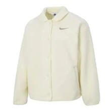 Nike Comfortable And Versatile Solid Color Logo Single-Breasted Fleece Casual Jacket For Women, Off-White - Off White - View 8