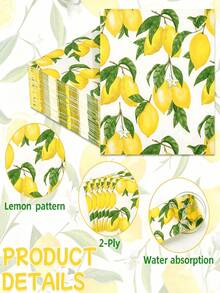 20pcs Disposable Lemon Print Napkins (13 X 13 Inches), Watercolor Style Lemon Napkins, Decorative Fruit Theme, Suitable For Birthday, Party, Daily Use, Tropical Summer Gathering, Wedding Table Setting And More - Multicolor - View 5
