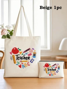 5pcs Best Teacher Theme Zipper Pouch Express Gratitude And Love Makeup Bag Various Snack Small Storage Bag Portable Multi-Functional Storage Bag Teacher Travel Storage Gift Thanksgiving Christmas Birthday Teacher's Day Back To School Graduation Gift - Multicolor - View 87