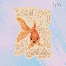 1pc/3pcs Funny Goldfish Text Stickers, Waterproof And Wear-Resistant, Cute Personalized Decorative Stickers, Suitable For Laptop, Water Bottle, Phone Case, Book, Desk Wall, Student Planner Material, DIY Decoration, Not Easy To Fall Off, Soft And Adorable - Vinyl - View 10