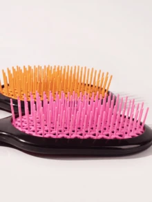 1 pezzo Spazzola per capelli ventilata, spazzola districante per capelli bagnati e asciutti, pettine di styling con design cavo per asciugatura rapida per donne con capelli spessi e ricci, strumento per massaggio del cuoio capelluto e cura dei capelli - cornice nera - Visualizzare 4