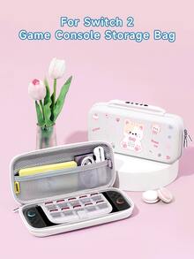 1pc Cute Cat Strawberry Bow Pattern Switch Protective Case, Compatible With Switch2 2025, OLED/NS, Switch Game Console Protective Cover Storage Bag, Battery Version Game Console Accessory Protective Case, Best Gift For SWITCH Players - Multicolor - View 5