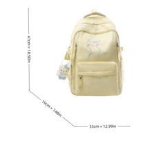 LECEY Women's Middle School High School College Student Large Capacity Backpack - Yellow - View 7