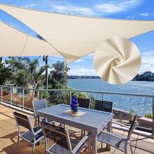 1pc Triangular Sun Shade Sail, Heavy Duty Synthetic Fiber Shade Cloth, Curved Edge Design, With Stainless Steel D-Rings, Suitable For Patio And Outdoor Use - Multicolor - View 36