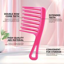 1pc/1set Solid Color Wide Tooth Comb, Designed For Women, Gentle Detangling, Scalp Care, Hair Protection, Convenient To Use, Essential For Daily Grooming, Also A Great Gift For Beauty Lovers - Multicolor - View 3