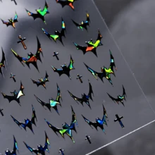 1pc Halloween Dark Bat Sticker, Fiery Red & Gold Nail Art Sticker, Passionate Gothic French Bat Adhesive Sticker, Suitable For DIY Artistic Design - Halloween - View 10