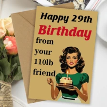 女士趣味生日贺卡（16 厘米 X 11 厘米） - 送给她最好的朋友的生日礼物 - 适合 29、30、40、50、60、70 岁生日贺卡的独特礼物，适合她、女性、闺蜜和友谊 - 多色 - 查看 2