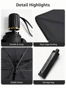 Minimalist, Portable Car Windshield Sunshade Umbrella; Features A Reflective Titanium-Silver Coating And A Foldable, Easy-To-Store Umbrella Design; Provides Sun Protection, Heat Insulation, And Interior Protection. - Multicolor - View 10