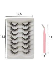 Manga Anime False Eyelash Set With Tweezers, Spiky Doll Eye Lashes, Natural Fluffy Cartoon Style Cosplay Eyelash Set - 查看 3