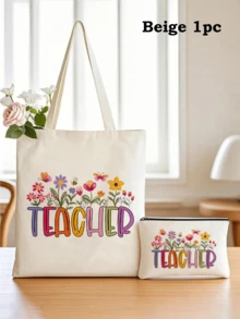 5pcs Best Teacher Theme Zipper Pouch Express Gratitude And Love Makeup Bag Various Snack Small Storage Bag Portable Multi-Functional Storage Bag Teacher Travel Storage Gift Thanksgiving Christmas Birthday Teacher's Day Back To School Graduation Gift - Multicolor - View 70