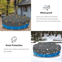 210D Oxford Fabric Round Above Ground Pool Cover, All-Season Foldable Waterproof Heat-Insulating Protective Cover, Anti-Leaf Snow Bug, Suitable For Inflatable Pools And Frame Pools, Outdoor Yard Villa Balcony Homestay - A - View 6
