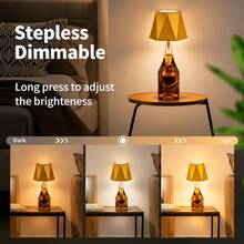LED Vintage Plug-In Wine Bottle Lamp, USB Rechargeable, Touch Control, Dimmable 3000K-6000K, Portable Night Light, Premium Prismatic Lampshade, Atmosphere/Smart Lighting, Multi-Scenario Use, Suitable For Home Bedroom / Western Restaurant / Bar / B&B / Gift - Bottle Lamp - View 4