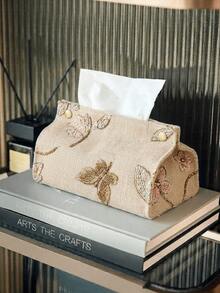 Elegant Embroidered Tissue Box, Dragonfly & Butterfly Pattern Sequin Tissue Storage Bag, High-End Large Capacity Storage Bag, Bathroom Bedroom Home Essential Toilet Paper Storage Box, Car Tissue Box, Decorative Tissue Box - Multicolor - View 11