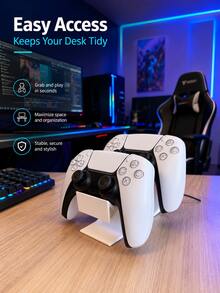 1pc Dual Game Controller Stand, Universal Gamepad Holder & Display Rack, Space-Saving Desktop Organizer, Suitable For Most Game Controllers & Gamepads, Durable Plastic Gaming Desktop Decor | Halloween Boys Gaming Accessory Random Color - View 2