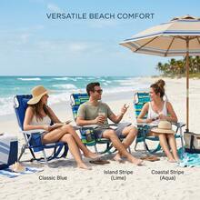 AORAN Portable And Foldable Backpack-Style Beach Chair With 5 Adjustable Tilt Angles. It Comes With A Cup Holder, Headrest, And Towel Rack. It Is Strong And Suitable For Beaches, Camping, And Outdoor Activities. Available In 3 Colors - Dark Blue Beach Chair - View 3