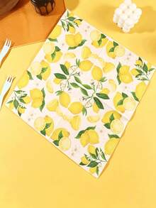 20pcs Disposable Lemon Print Napkins (13 X 13 Inches), Watercolor Style Lemon Napkins, Decorative Fruit Theme, Suitable For Birthday, Party, Daily Use, Tropical Summer Gathering, Wedding Table Setting And More - Multicolor - View 9