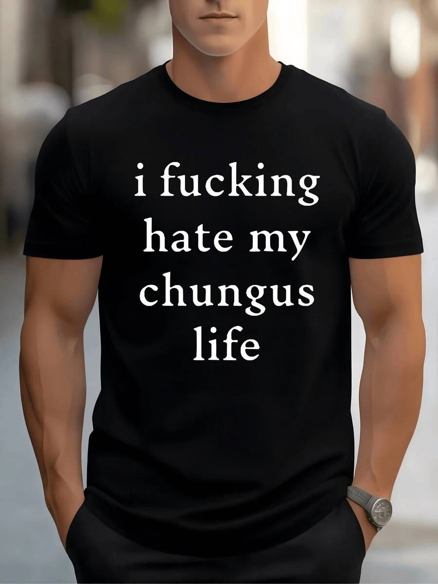Sarcastic Phrase About Existential Frustration Expressing A Biting Humor Towards Modern Daily Routine On This Exclusive Men's T-Shirt - Black - View 1