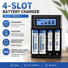 1 buah Charger Baterai AA Pintar - Stasiun Pengisian 4 Slot, Desain Pengisian Cepat Independen, Layar LCD Pintar untuk Baterai Isi Ulang 1.2V, Charger Baterai AA Bertenaga USB, Kompatibel dengan Sel NiMH 1.2V, dengan Layar LCD dan Teknologi Pengisian Cepat & Slot Independen, Cocok untuk Penggunaan di Rumah - MultiWarna - View 2