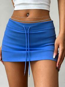 2pcs Women's Minimalist Sexy Metal Bead Double Layer Waist Chain, Beach Bikini Body Chain, Summer Jewelry Accessory, Suitable For Daily, Party And Vacation Wear. - Gold - View 2