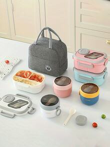 Portable Lunch Set, Large Capacity Lunch Bag Set, Foldable Aluminum Foil Tote Bag, Lunch Box, Breakfast Cup, Suitable For Travel, Work, School, Outdoor, Picnic, Student Supplies, Bento Box, Lunch Bag - Multicolor - View 5