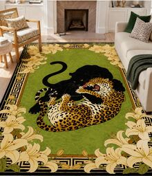 Black Leopard Runner Rug Washable Cheetah Print Area Rugs For  Hallway Porch Balcone  Non-Slip Animal Skin Carpet ,Modern Abstract Art Carpet 84*60inch/31*20inch,Perfect For Room Or Dorm Essentials,The Best Choice For Leopard Print Room Deocr - 回到U# - 查看 1