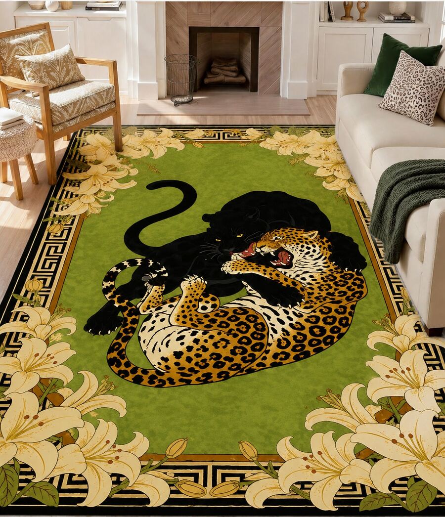Black Leopard Runner Rug Washable Cheetah Print Area Rugs For Hallway Porch Balcone Non-Slip Animal Skin Carpet ,Modern Abstract Art Carpet 84*60inch/31*20inch,Perfect For Room Or Dorm Essentials,The Best Choice For Leopard Print Room Deocr - 回到U# - 查看 1