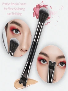 1pc U-Shaped Nose Contour Highlighter Makeup Brush - Dual-Ended Nose Shadow & Highlighter Brush, U-Shaped Handle Design, Ergonomic Grip, Soft Bristles, Precise Nose Contour Sculpting, Suitable For Blending And Highlighting Nose Wings, Christmas Gift, Halloween Gift - Multicolor - View 12