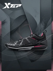 XTEP 10th Generation Yun Basketball Shoes, Low-Top, Shock Absorption, Anti-Slip, Wear-Resistant, Professional Basketball Shoes, Black/Classic White - Black/Classic White - View 1