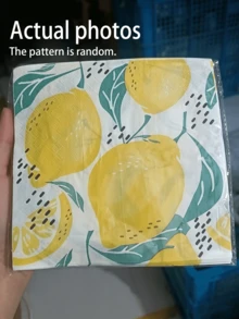 20pcs Disposable Lemon Print Napkins (13 X 13 Inches), Watercolor Style Lemon Napkins, Decorative Fruit Theme, Suitable For Birthday, Party, Daily Use, Tropical Summer Gathering, Wedding Table Setting And More - Multicolor - View 7