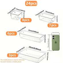 VOOVA 42/24pcs Transparent Plastic Drawer Storage Container - Transparent - View 3