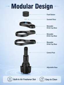 Giá đỡ cốc ô tô 3 trong 1 xoay 360° đa năng, đế điều chỉnh được, giá lưu trữ nhiều cốc, phù hợp cho nội thất ô tô - A - Xem 6