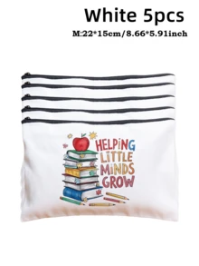 5pcs Best Teacher Theme Zipper Pouch Express Gratitude And Love Makeup Bag Various Snack Small Storage Bag Portable Multi-Functional Storage Bag Teacher Travel Storage Gift Thanksgiving Christmas Birthday Teacher's Day Back To School Graduation Gift - Multicolor - View 89