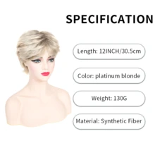 Layered Short Blonde Pixie Wigs For White Women Dark Brown Ombre Blonde Pixie Cut Wig With Bangs Synthetic Natural Looking Daily Party Wig - Multicolor - View 3