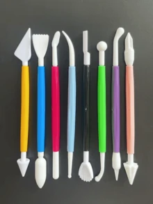12Pcs/8pcs /4pcs Pottery Clay Tool Kit, Polymer Sculpting Carving Set With Texture Embossing Roller, Ideal For Baking Modeling Crafts - Multicolor - View 7
