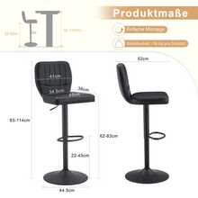 Adjustable Swivel Stool Set Of 2 / Modern Style Bar Stools / Plastic Backrest & Faux Leather Seat / Gas Spring Height Adjustment / Suitable For Kitchen Islands Or Dining Rooms - Black - View 3