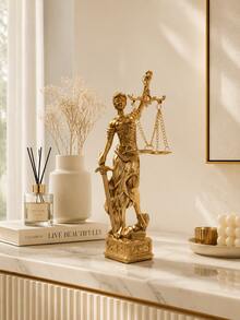 Luxury Gold Justice Goddess Statue Desktop Ornament, Modern Aesthetic Office Sculpture, Minimalist Home Bookshelf Decor, Suitable For Study And Living Room Decoration - 1PC - View 3