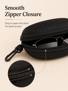 EVA Fashion Eyeglass Case With Zipper And Hook, Portable Hard Shell Glasses Storage Bag, Suitable For Travel, Backpack And Daily Use - Multicolor - View 4