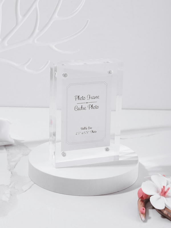 1/2pcs Creative Exquisite Acrylic Transparent Small Photo Frames, Transparent Photo Clips, First Birthday Photo, Ultrasound Photo, Big Head Photo Frame (Please Remove Film Before Use)