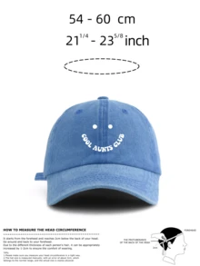 1 Pc Washed Baseball Cap With COOL AUNTS CLUB, Vintage Dad Hat Unisex, Funny Smiling Face Sun Hat For Women, Perfect For Family Gathering, Daily Wear - SIXTIES - View 4
