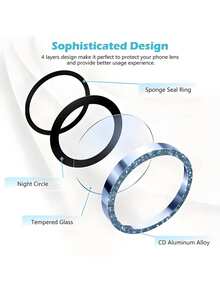XINHONGYU 6pcs Glitter Lens Protector Case Compatible With IPhone 16 15 14 13 12 11 Pro Max - Blue - View 2