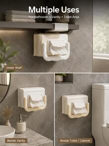 Soporte en forma de U para papel higiénico, estante de almacenamiento de pañuelos faciales para el baño del hogar, estante para colocar toallitas húmedas sin necesidad de taladrar, creativo - Multicolor - Ver 5