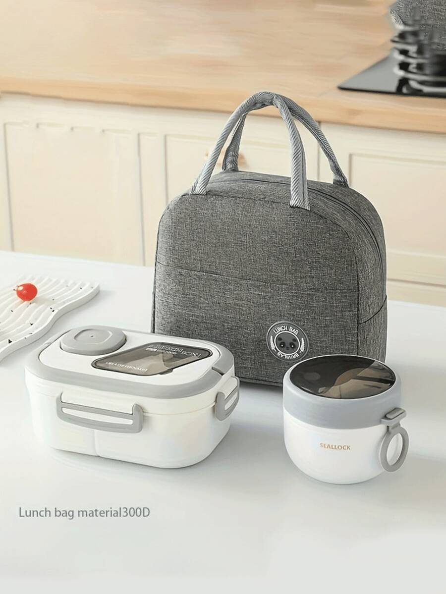 Portable Lunch Set, Large Capacity Lunch Bag Set, Foldable Aluminum Foil Tote Bag, Lunch Box, Breakfast Cup, Suitable For Travel, Work, School, Outdoor, Picnic, Student Supplies, Bento Box, Lunch Bag