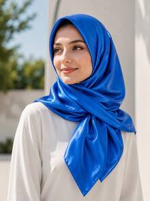 1pc 90cm*90cm Minimalist Classic Silk Print Bandana Scarf For Women, Fashionable Professional Neck Scarf, Casual Versatile Headwrap, Bag Accessory, Suitable For Business Meetings/Leisure Travel/Holiday Gatherings - Multicolor - View 4